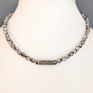 Carolee vintage smoky crystal beaded necklace with marcasite accent bar